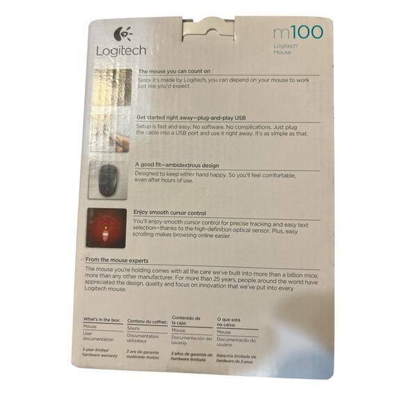 Logitech M100 Wired USB Mouse 3-buttons pc, mac‎ laptop - Picture 3 of 4